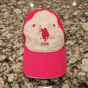U.S. Polo Assn. Pink and White Adjustable Cap